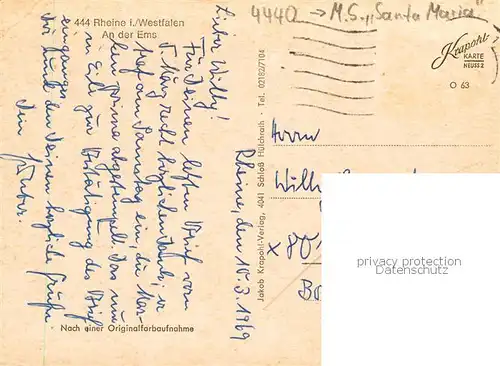 AK / Ansichtskarte  Rheine Emspartie MS Santa Maria Rheine