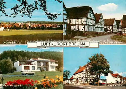 AK / Ansichtskarte  Breuna Panorama Fachwerkhaeuser Haus am Walde Rathaus Breuna