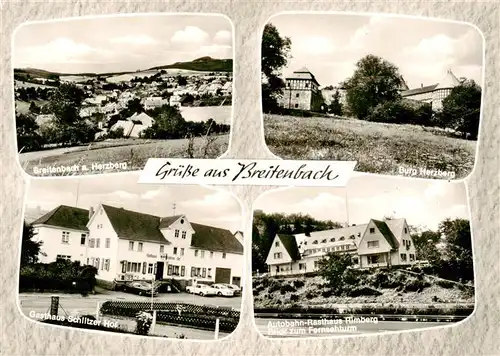 AK / Ansichtskarte  Breitenbach_Herzberg Panorama Burg Herzberg Gasthaus Schlitzer Hof Autobahn Rasthaus Rimberg Breitenbach Herzberg