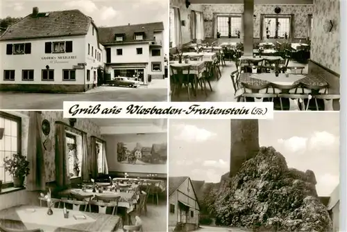 AK / Ansichtskarte 73870289 Frauenstein__Wiesbaden Gasthaus und Metzgerei Zur Rose Gastraeume Felsen 