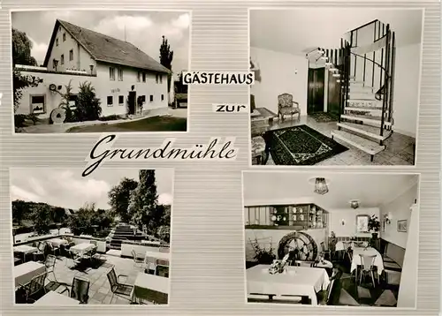 AK / Ansichtskarte 73870292 Wuerzburg_Bayern Gaestehaus zur Grundmuehle Gaststube Treppenaufgang Terrasse 