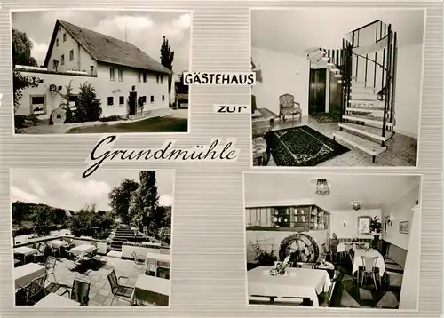 AK / Ansichtskarte  Wuerzburg_Bayern Gaestehaus zur Grundmuehle Gaststube Treppenaufgang Terrasse 