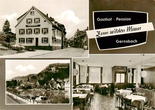 AK / Ansichtskarte 73870311 Gernsbach Gasthof Pension Zum wilden Mann Gaststube Panorama Gernsbach