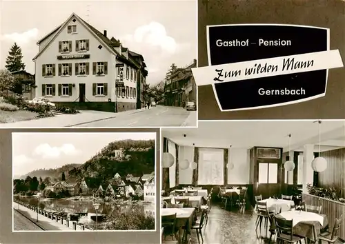 AK / Ansichtskarte  Gernsbach Gasthof Pension Zum wilden Mann Gaststube Panorama Gernsbach