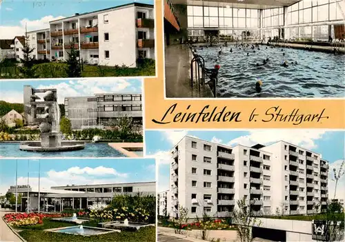 AK / Ansichtskarte  Leinfelden-Echterdingen Wohnhaus Brunnen Park Hallenbad Wohnblock Leinfelden-Echterdingen