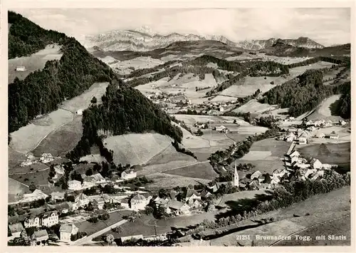 AK / Ansichtskarte  Brunnadern_SG Fliegeraufnahme mit Saentis  Brunnadern SG