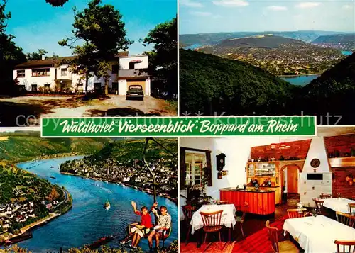 AK / Ansichtskarte  Boppard_Rhein Waldhotel Vierseenblick Panorama Rheinpartie Gaststube Boppard Rhein