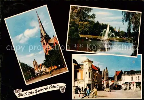 AK / Ansichtskarte  Gronau_Westfalen Kirche Park Fontaene Ortspartie Gronau_Westfalen