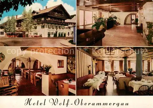 AK / Ansichtskarte  Oberammergau Hotel Wolf Gastraeume Foyer Oberammergau