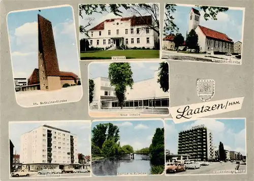 AK / Ansichtskarte  Laatzen_Hannover Kirche Rathaus Schule Hochhaus Partie an der Leine Hildesheimer Strasse Laatzen Hannover