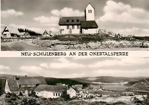 AK / Ansichtskarte  Neu-Schulenberg_Harz Ansicht mit Kirche Panorama Okertalsperre 