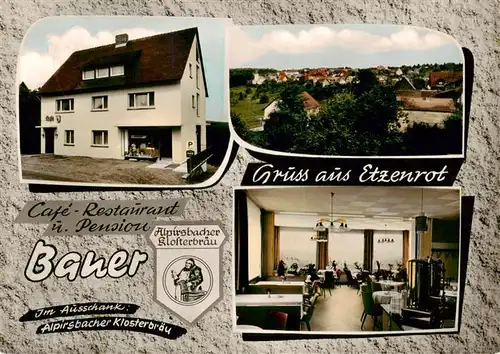 AK / Ansichtskarte  Etzenrot_Waldbronn Café Restaurant Pension Bauer Ortspanorama 