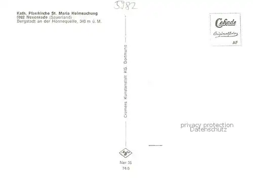 AK / Ansichtskarte  Neuenrade Kath Pfarrkirche St Maria Heimsuchung Neuenrade