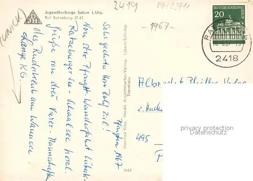 AK / Ansichtskarte  Salem_Ratzeburg Jugendherberge Salem Gastraum Seepartien Salem_Ratzeburg