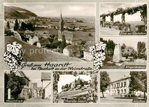 AK / Ansichtskarte  Haardt__Neustadt_Weinstrasse Panorama Rheinebene Kriegerdenkmal Hauptstrasse Haardter Schloss Schulhaus 