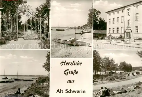 AK / Ansichtskarte  Alt_Schwerin Eingangstor zum ehem Gutshof Am Plauer See Agrarmuseum Zeltplatz Alt_Schwerin