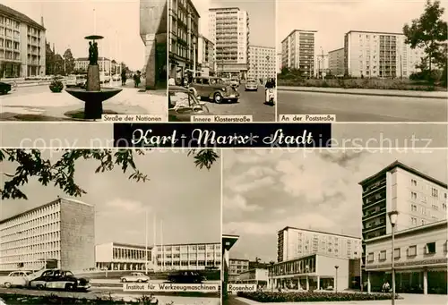 AK / Ansichtskarte 73870918 Karl-Marx-Stadt Strasse der Nationen Innere Klosterstrasse Poststrasse Institut fuer Werkzeugmaschinen Rosenhof Karl-Marx-Stadt