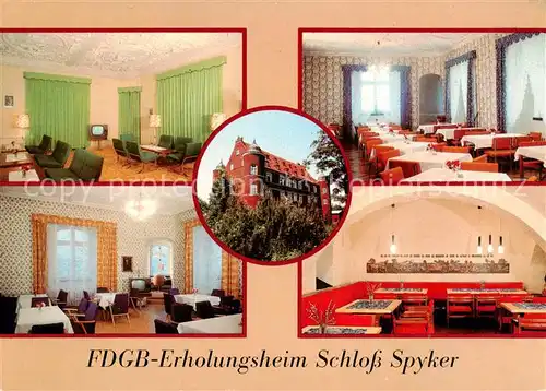 AK / Ansichtskarte  Glowe_Ruegen FDGB Erholungsheim Schloss Spyker Klubraum Speisesaal Aussenansicht Cafe Gaststaette Glowe Ruegen