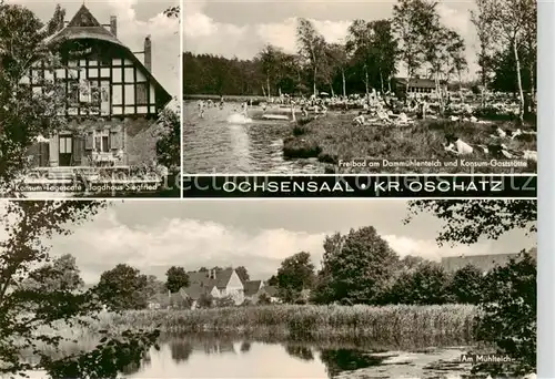 AK / Ansichtskarte 73870922 Ochsensaal_Dahlen_Sachsen Konsum Tagescafe Jagdhaus Siegfried Freibad Am Muehlenteich 