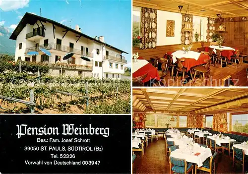 AK / Ansichtskarte  St_Pauls_Bozen_Suedtirol Pension Weinberg Gastraeume 