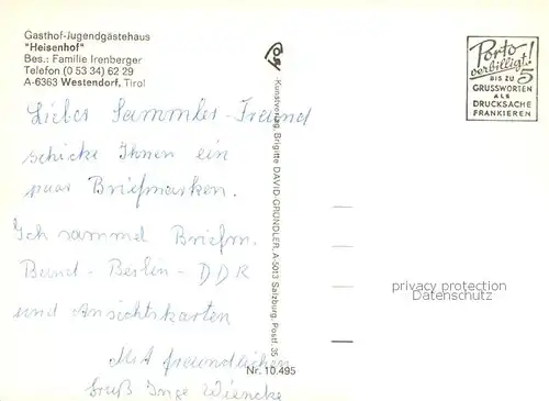 AK / Ansichtskarte 73871006 Westendorf_Tirol Gasthof Jugendgaestehaus Heisenhof Gastraeume  Westendorf_Tirol