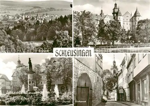 AK / Ansichtskarte  Schleusingen Teilansicht Bertholdsburg Markt Kirchgasse  Schleusingen