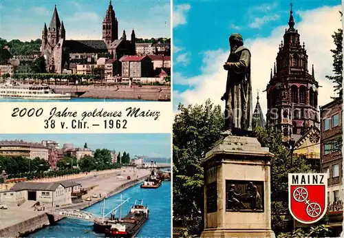 AK / Ansichtskarte 73871056 Mainz__Rhein Dom  Rheinpartie Gutenberg Denkmal 