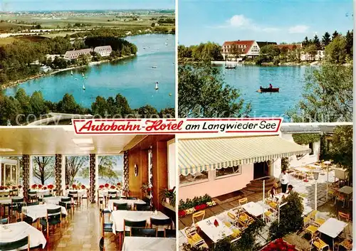 AK / Ansichtskarte  Muenchen Autobahn Hotel am Langwieder See Gastraeume Terrasse  Muenchen