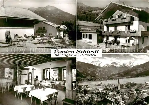 AK / Ansichtskarte 73871095 Fuegen_Zillertal_Tirol_AT Pension Schiestl Gaststube Terrasse Panorama 
