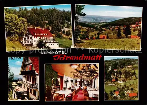 AK / Ansichtskarte 73871104 Sasbachwalden Berghotel Brandmatt Terrasse Gastraum Panorama Sasbachwalden