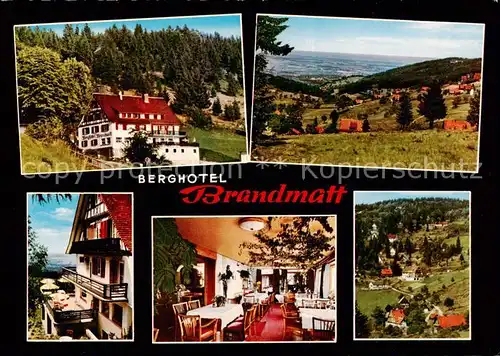 AK / Ansichtskarte  Sasbachwalden Berghotel Brandmatt Terrasse Gastraum Panorama Sasbachwalden