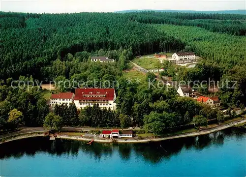 AK / Ansichtskarte  Moehnesee Jugendherberge Landschulheim Arnsberg und Joseph Joos Haus Fliegeraufnahme Moehnesee