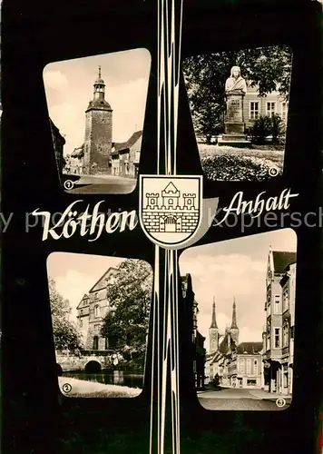 AK / Ansichtskarte 73871130 Koethen_Anhalt Magdeburger Turm Am Holzmarkt Schlosspark Bachdenkmal Koethen Anhalt