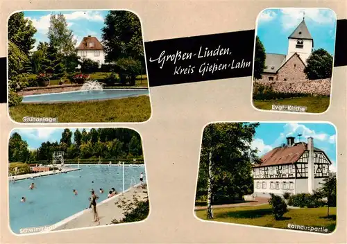 AK / Ansichtskarte  Giessen__Lahn Grossen Linden Gruenanlage Ev Kirche Schwimmbad Rathauspartie 