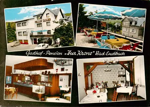 AK / Ansichtskarte  Bad_Endbach Gasthof Pension Zur Krone Terrasse Theke Gaststube Bad_Endbach