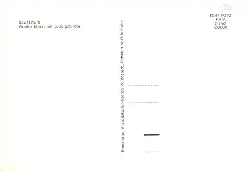 AK / Ansichtskarte  Saarlouis_Saarlautern Grosser Markt mit Ludwigskirche 
