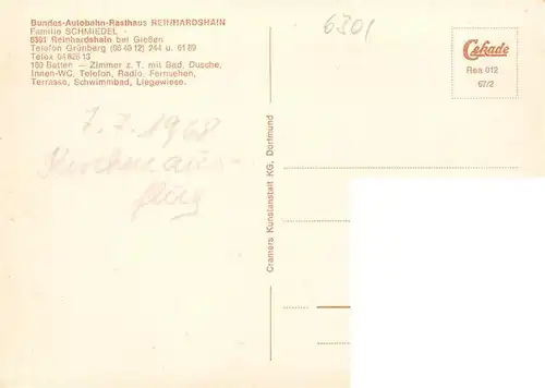 AK / Ansichtskarte  Reinhardshain BAB Rasthaus Reinhardshain Reinhardshain