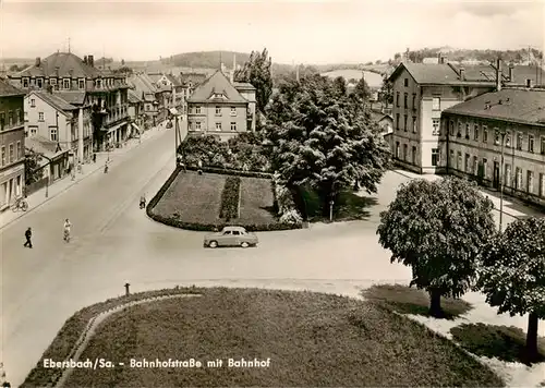 AK / Ansichtskarte  Ebersbach_Sachsen Bahnhofstrasse mit Bahnhof Ebersbach Sachsen