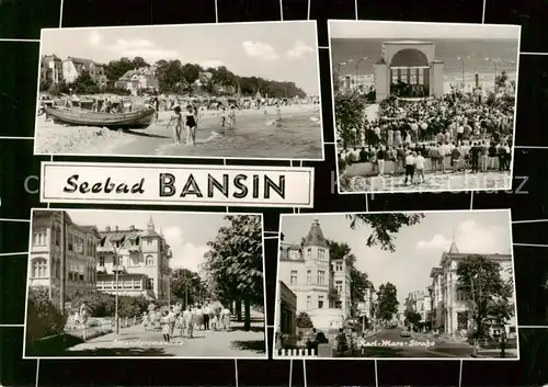 AK / Ansichtskarte  Bansin_Ostseebad Strand Musikpavillon Strandpromenade Karl Marx Strasse Bansin_Ostseebad