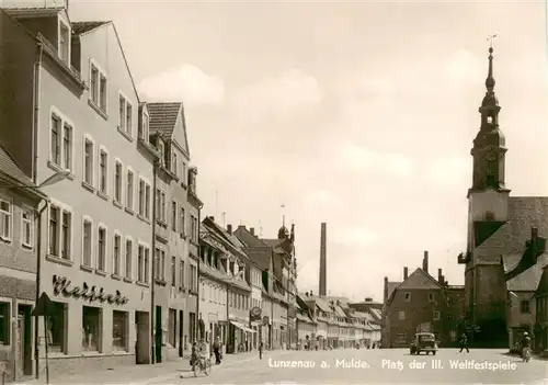 AK / Ansichtskarte  Lunzenau Platz der III. Weltfestspiele Lunzenau