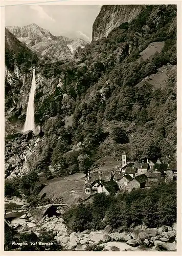 AK / Ansichtskarte  Foroglio_Val_Bavona_TI Panorama mit Wasserfall 