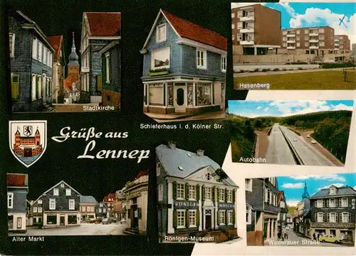 AK / Ansichtskarte  Lennep_Remscheid Stadtkirche Schieferhaus Koelner Strasse Hasenberg Alter Markt Roentgen-Museum Wetterauer Strasse 