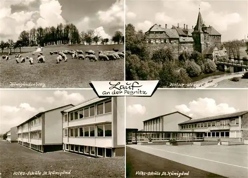 AK / Ansichtskarte  Lauf_Pegnitz Kunigundenberg Schafherde Kaiser-Wenzel-Burg Volksschule St. Kunigund Lauf Pegnitz