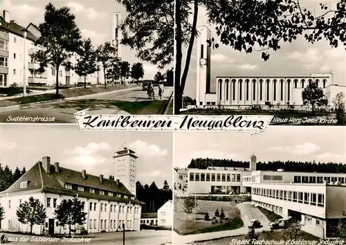 AK / Ansichtskarte  Neugablonz_Kaufbeuren Sudetenstrasse Neue Herz-Jesu-Kirche Haus der Gablonzer Industrie Staatliche Fachschule der Gablonzer Industrie 