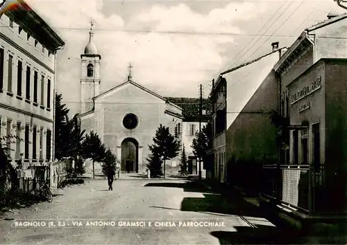 AK / Ansichtskarte 73871765 Bagnolo_Cuneo_Piemonte_IT Via Antonio Gramsci e Chiesa Parrocchiale 