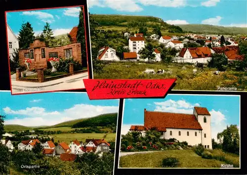 AK / Ansichtskarte 73871776 Hainstadt_Breuberg_Erbach_Odenwald_Hessen Ehrenmal Panorama Kirche Ortspartie 