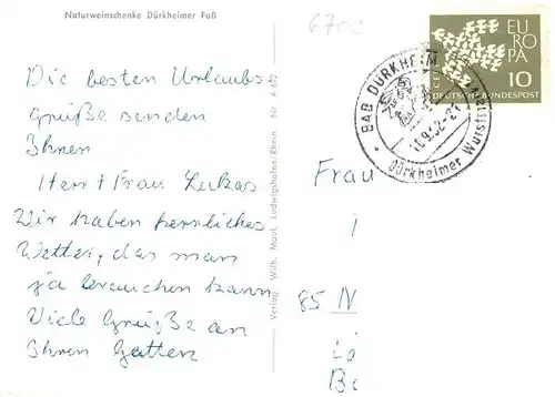 AK / Ansichtskarte 73871796 Bad_Duerkheim Duerkheimer Wurstmark Naturweinschenke Duerkheimer Fass Bad_Duerkheim