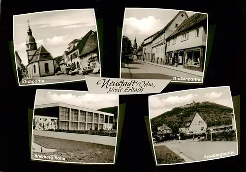 AK / Ansichtskarte 73871833 Neustadt_Odenwald Motiv mit Kirche Strassenpartie Ehrenmal Ortspartie Neustadt_Odenwald