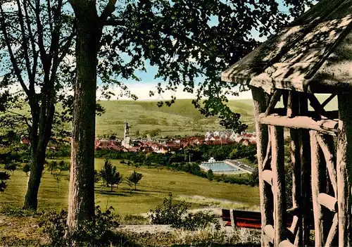 AK / Ansichtskarte  Moenchberg__Spessart Ortsblick mit Schwimmbad 