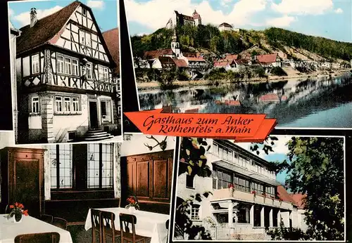 AK / Ansichtskarte  Rothenfels_Unterfranken Gasthaus zum Anker Metzgerei Gaststube Panorama Rothenfels Unterfranken